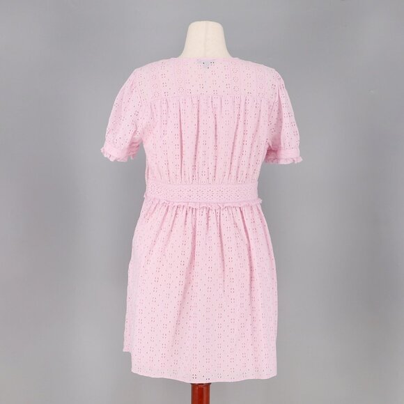 J.CREW Ruffle Button-Front Eyelet Mini Dress in Pink Frosty Lavender Size 12 - Picture 5 of 10